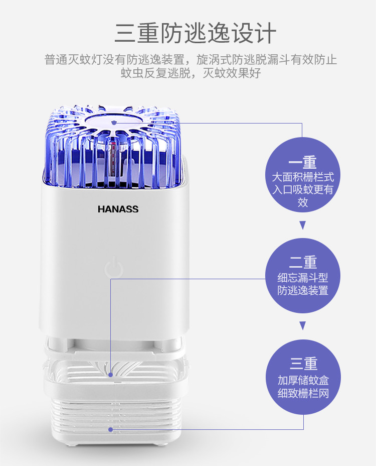 海纳斯（HANASS） 灭蚊灯 led直插式家用迷你灭蚊器 吸入式旅行便携诱蚊器 Y-01