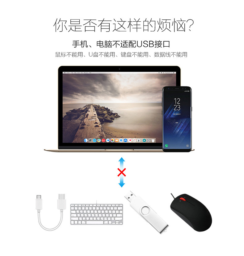 品胜(PISEN）USB Type-C OTG数据线 150mm 白色（不支持邮乐卡支付）