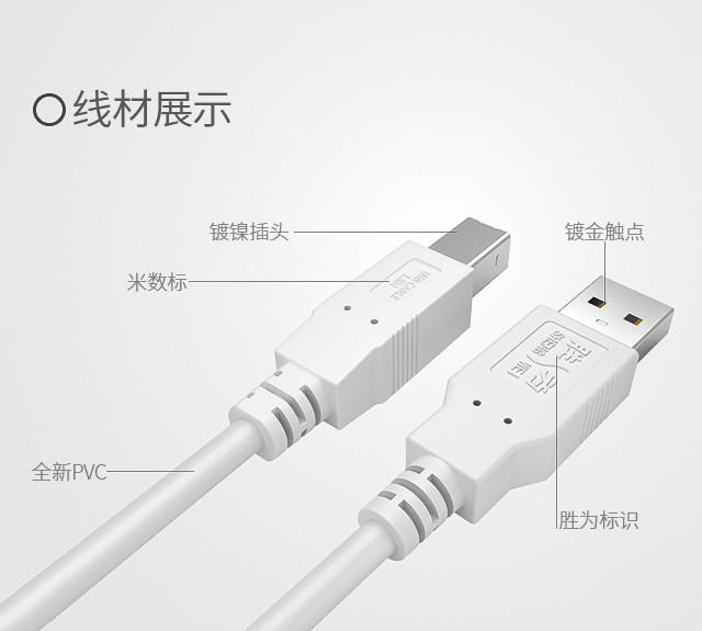 胜为（shengwei）UC-4018 USB2.0打印机数据线 1.8米 （不支持邮乐卡支付）