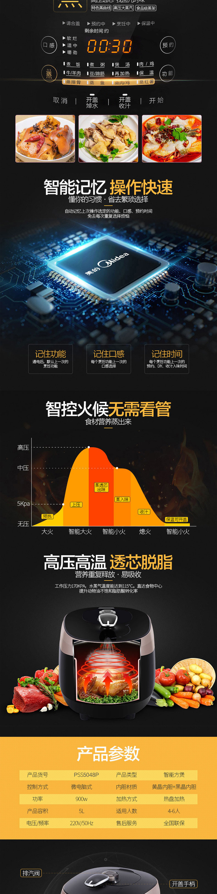 【邮乐开封馆】美的电压力锅PSS5048P（PD夏季仅限开封地区积分兑换）