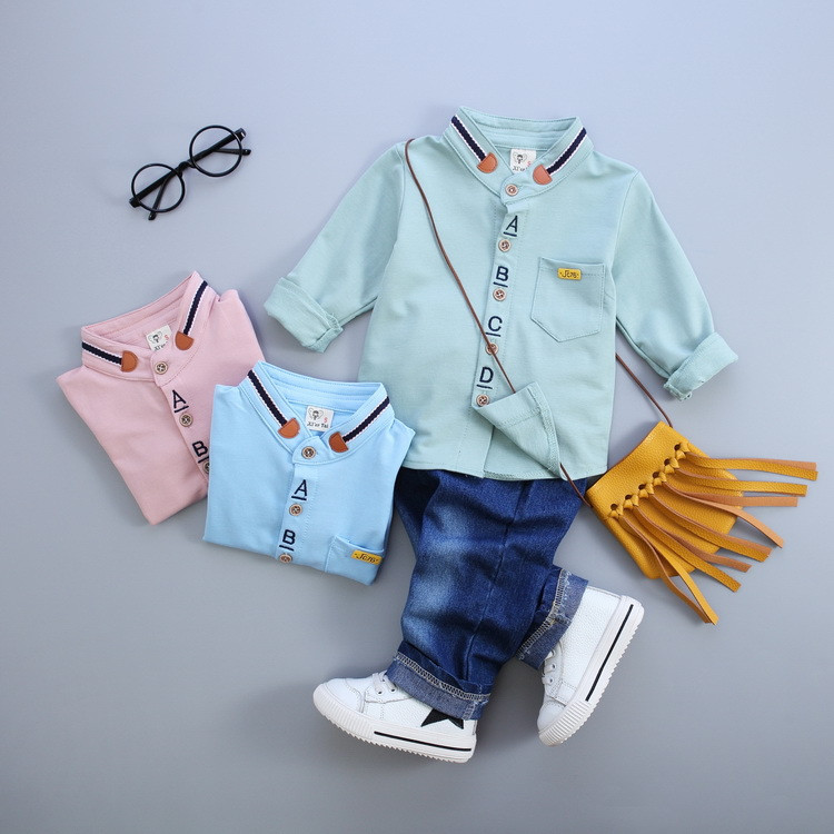 男童秋款衬衫牛仔裤两件套 0-4岁中小童休闲潮装 可开档童套装