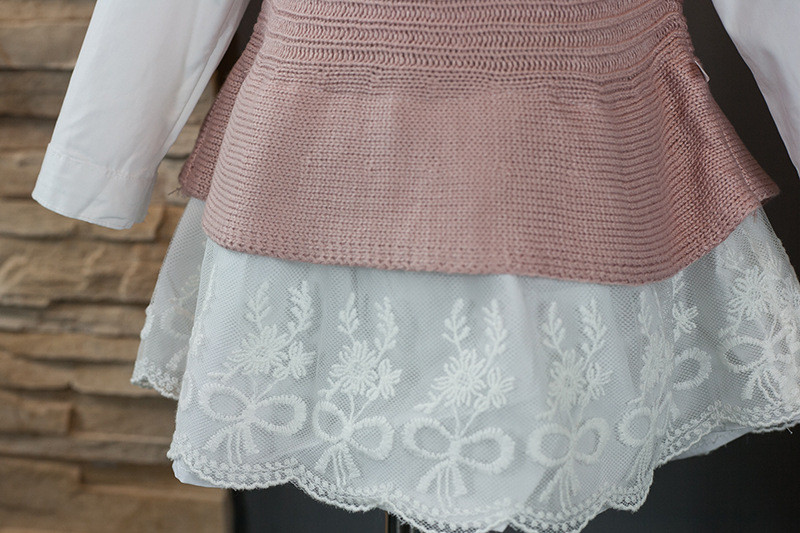 2017春秋季童装一件儿童裙衫女童衬衫裙针织毛线假两件上衣