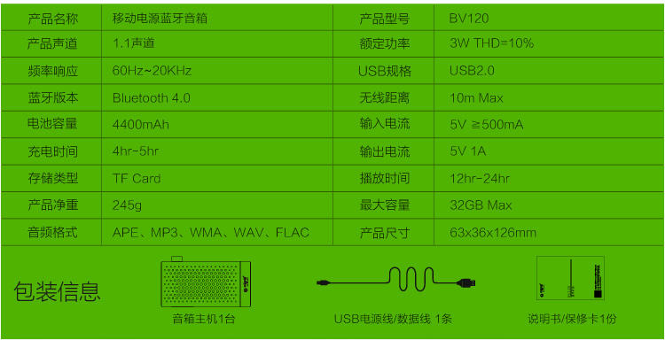 不见不散 无线蓝牙音箱 可插卡 BV120