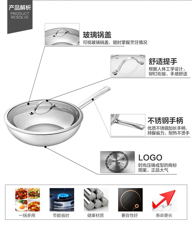 司顿30CM炒锅