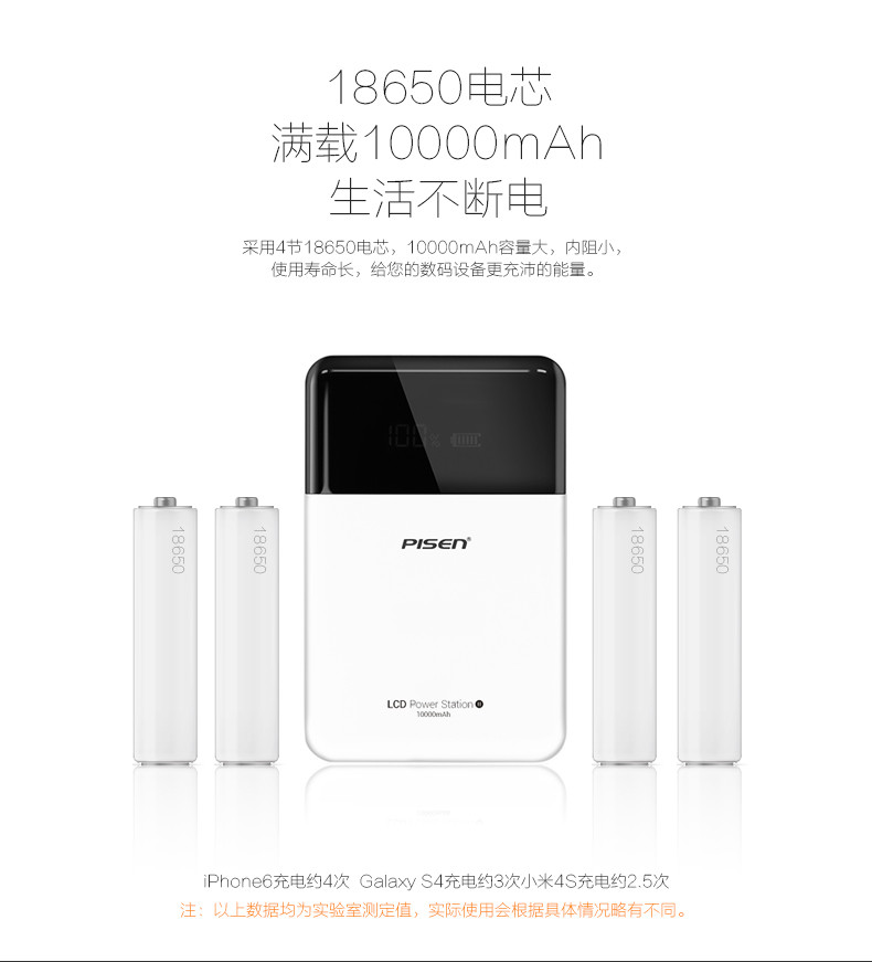 品胜/PISEN  10000mAh 苹果白 smart LCD电库 移动电源 充电宝