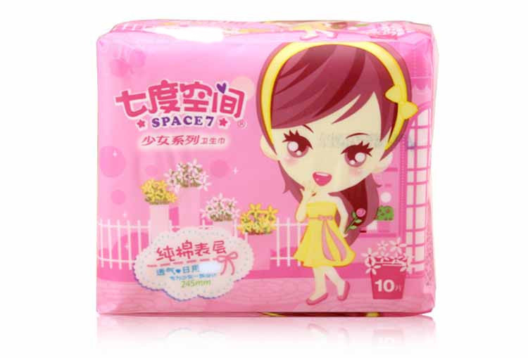 七度空间/SPACE7 QSC6110 245mm 10片 纯棉表层 透气 日用 少女系列卫生巾