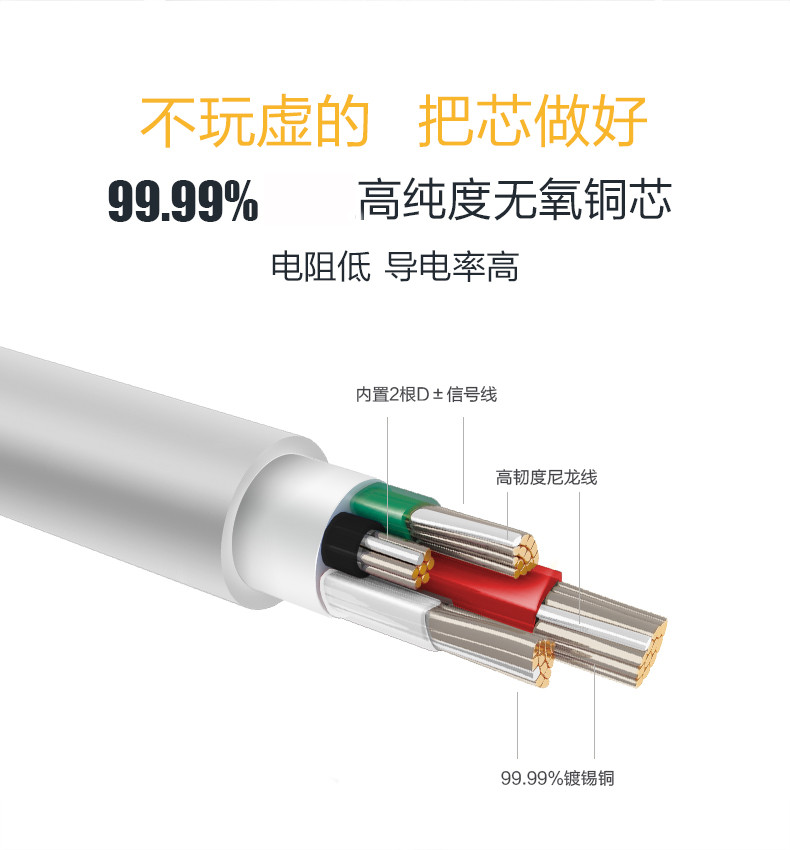 南孚 安卓数据线 NF-LM001 小米OPPO三星vivo充电器通用1米长数据线充电线