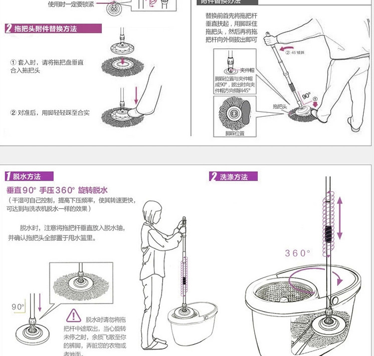  洁特好 旋转拖把配件替换头 【全国包邮】拖布头 拖把头 拖头 5只装 白色