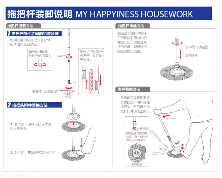 洁特好旋转拖把  好神拖拖布挤水桶地拖 拖桶+加粗不锈钢拖杆+2个拖头套装