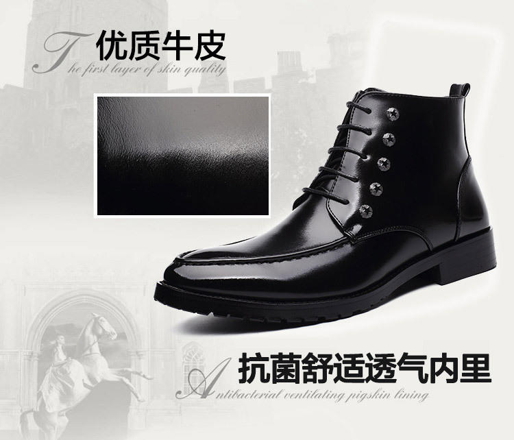 马丁靴 韩版复古铆钉男靴 手工擦色 英伦风时尚男皮靴