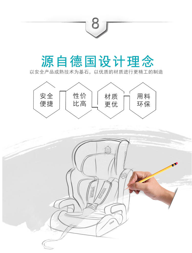 儿童安全座椅9个月-12岁isofix接口橙色座椅