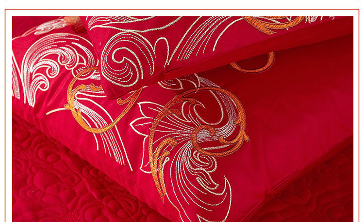 婚庆套件大红色60支全棉提花多件套绣花十件套结婚床上用品婚礼