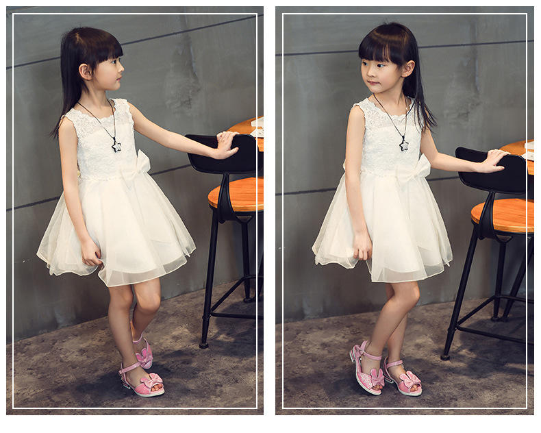 2016 夏季新款女童凉鞋低跟鱼嘴公主鞋韩版中大童可爱兔耳鞋