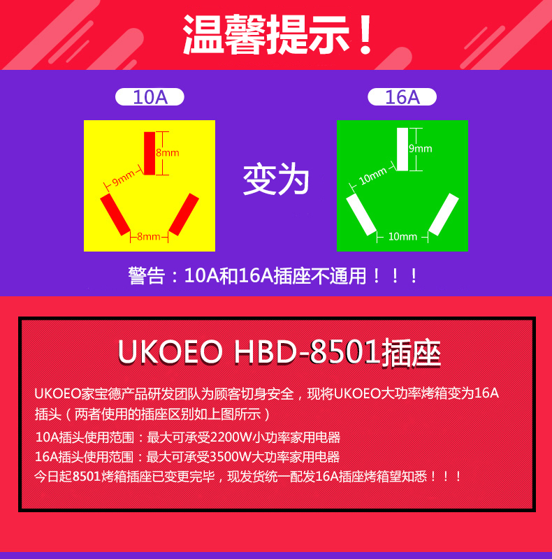 UKOEO HBD-8501烤箱家用大容量商用热风循环专业电烤箱85L多功能