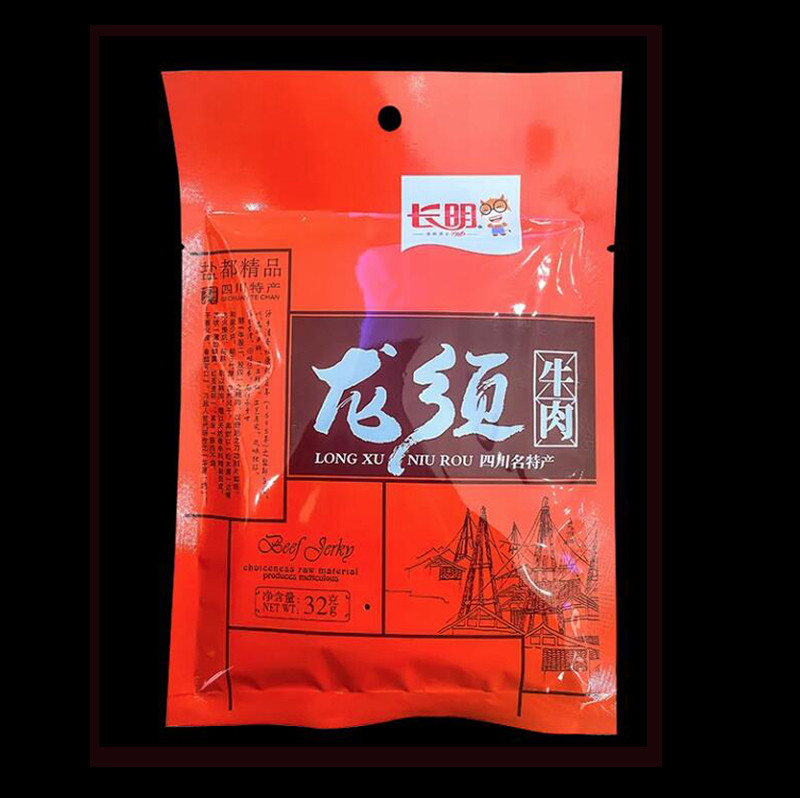 长明 四川自贡特产麻辣龙须灯影牛肉丝32g