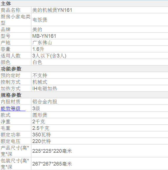 【邮政自营】美的/Midea 电饭煲 YN161 1.6L小型呆萌小饭煲