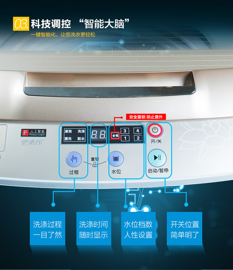 双鹿 XQB70-168g 洗衣机 全自动波轮 7公斤钛空金