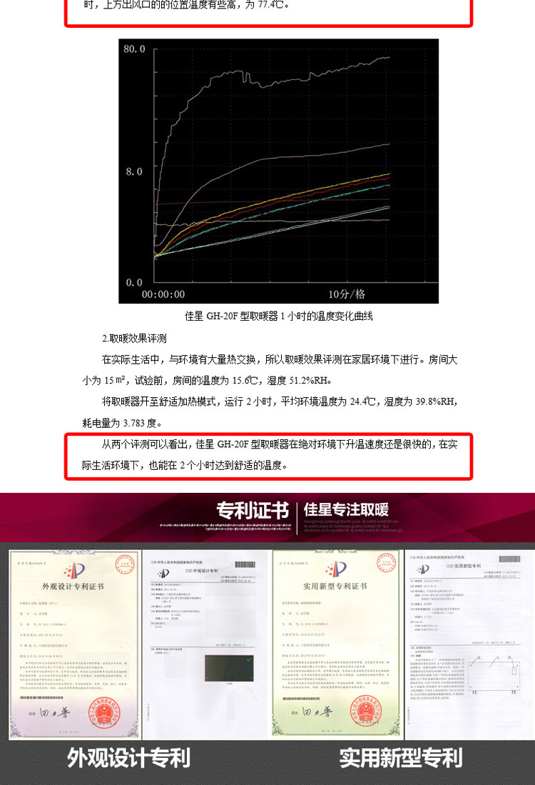 JASUN 佳星 GH-20F 取暖电器 欧式快热炉 平板玻璃取暖器 防水取暖器 电暖器