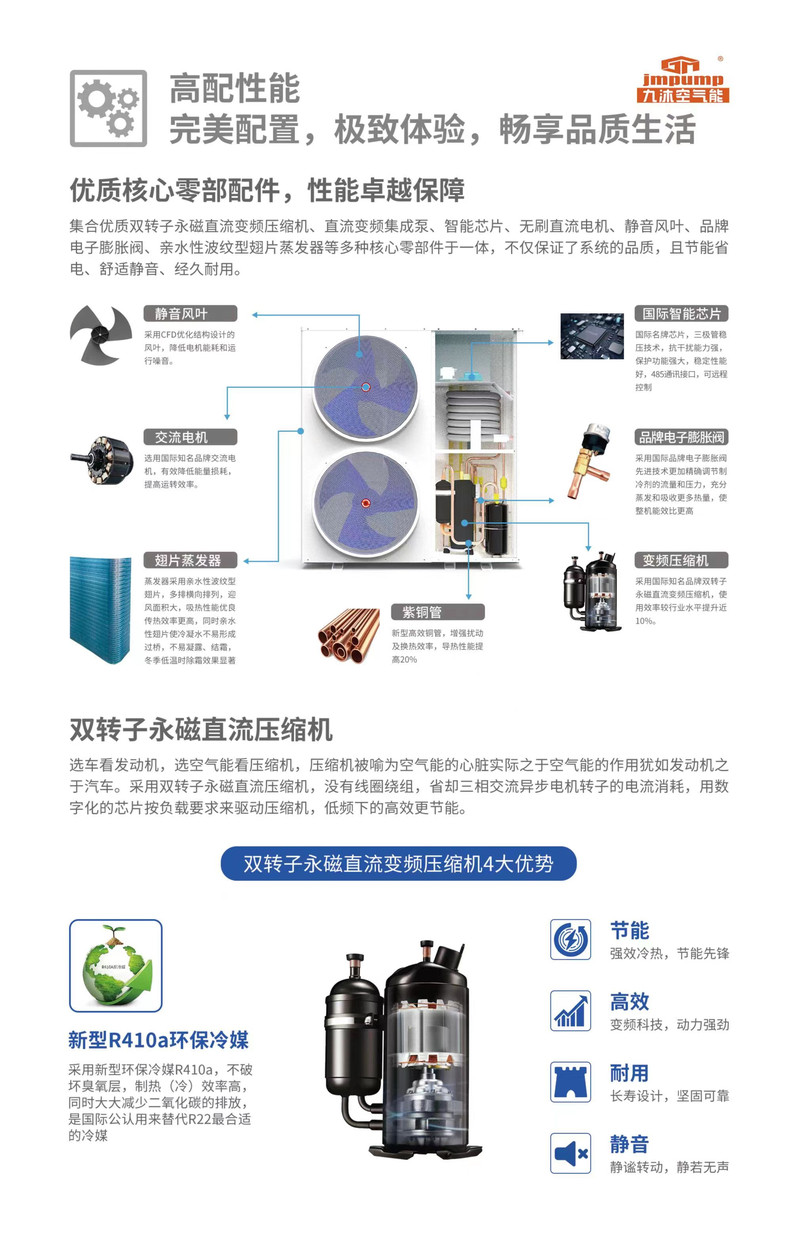 九沐6P超低温变频冷暖空气能