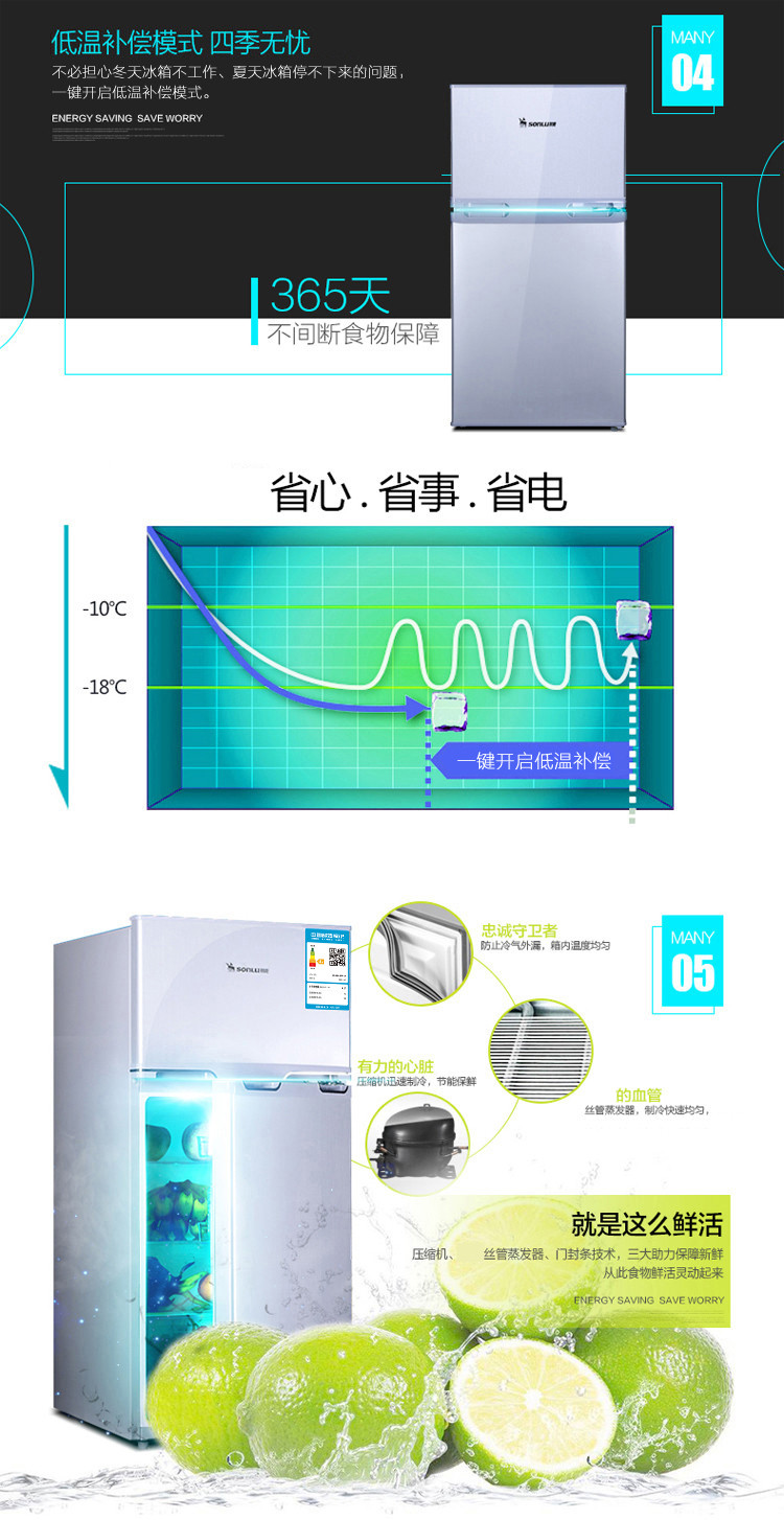 双鹿/sonlu BCD-102C 102升双门冰箱