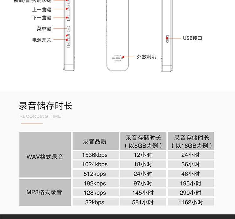 纽曼  录音笔 V19 内存16G