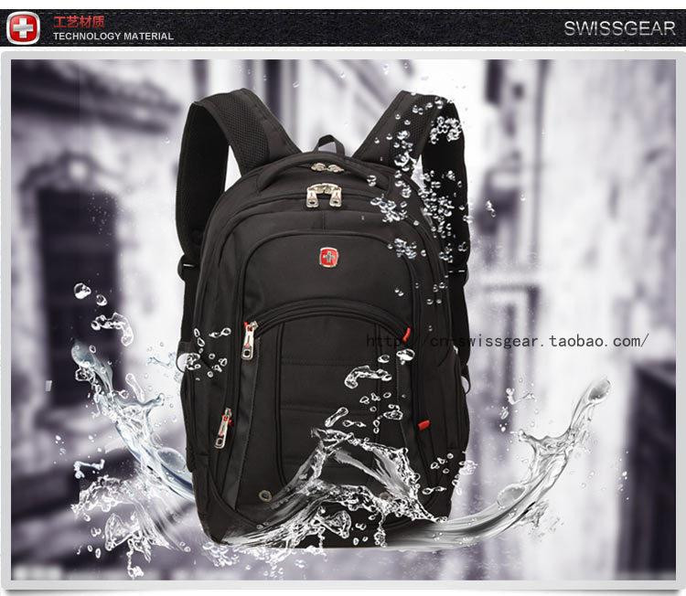 瑞士军刀（SWISSGEAR） 黑色15.6寸商务悠闲护脊双肩背包-SA9360BL