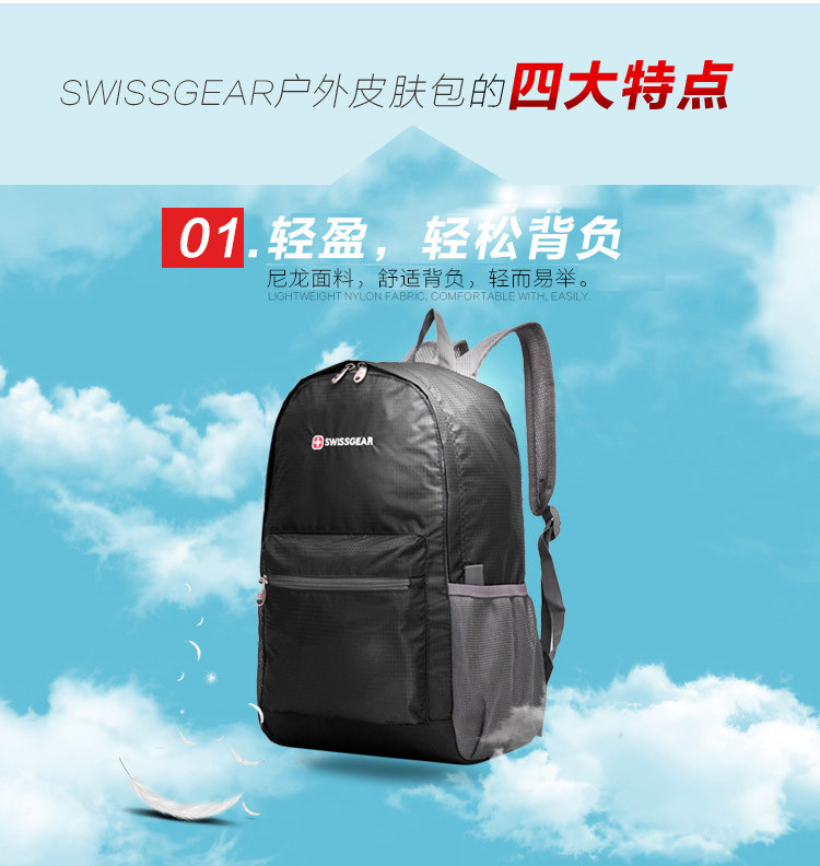 瑞士军刀（SWISSGEAR） 中性红色折叠包双肩电脑包-SA8808RE