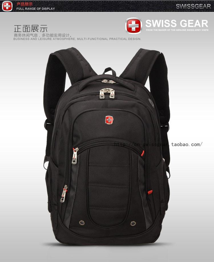 瑞士军刀（SWISSGEAR） 黑色15.6寸商务悠闲护脊双肩背包-SA9360BL