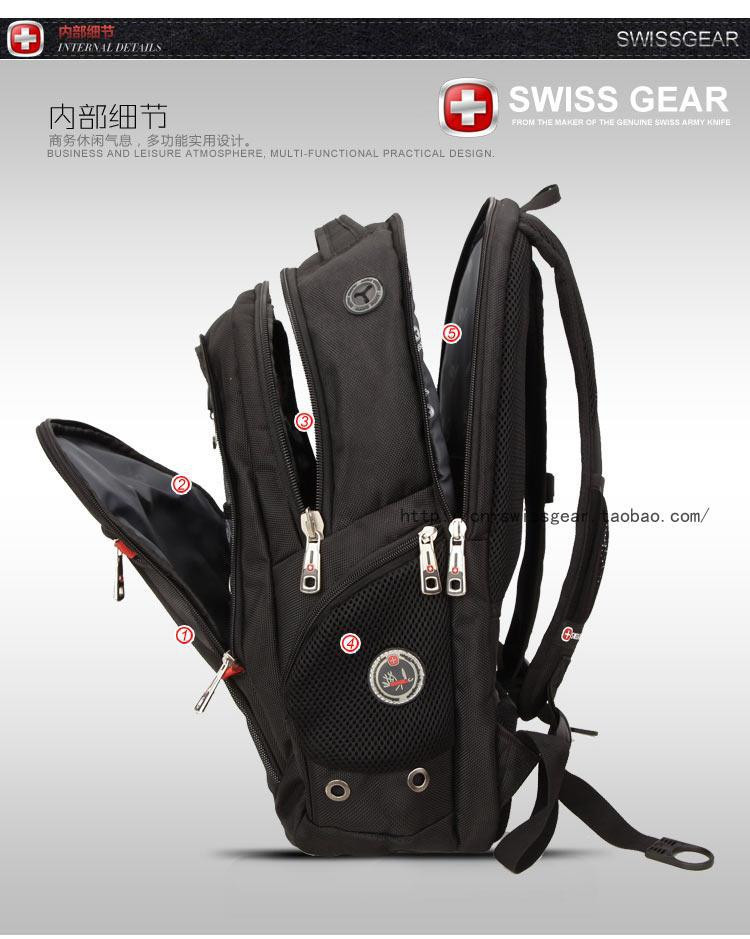 瑞士军刀（SWISSGEAR） 黑色15.6寸商务悠闲护脊双肩背包-SA9360BL