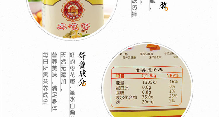 农家自产自销新鲜枣花蜜仙桃特产昌田蜂蜜500g【包邮】【买二送一】