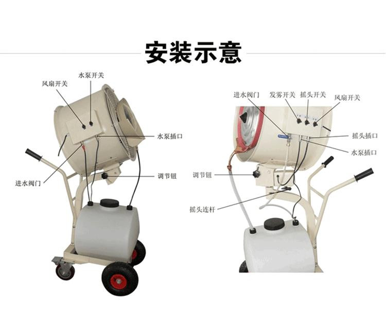 百优 电风扇落地工业商用喷雾扇手推式加湿器加水雾化扇降湿加湿机