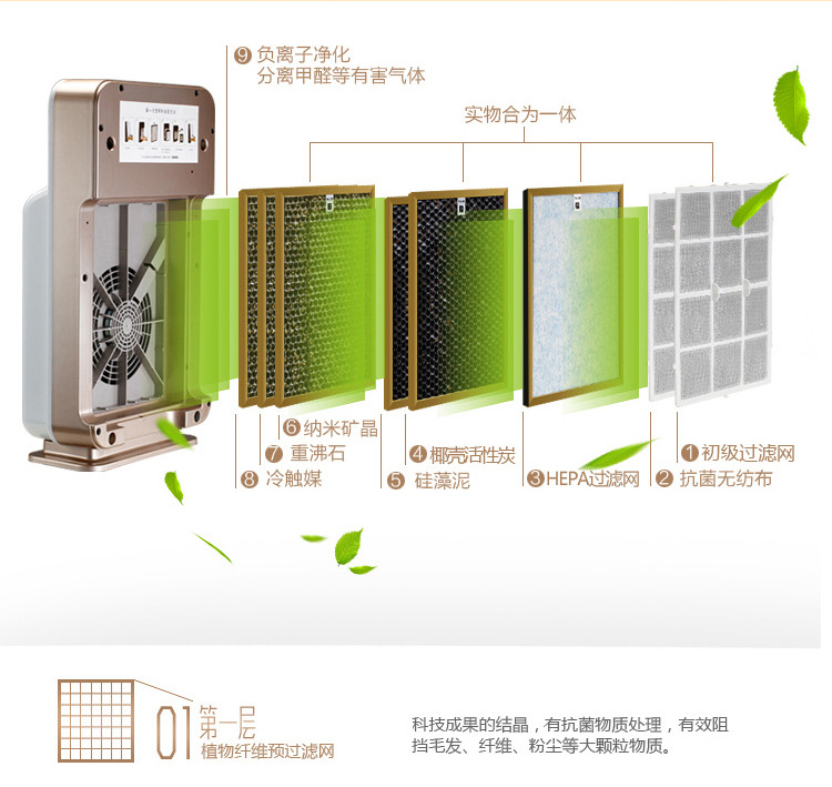 百优 壁挂式新风机全热交换负离子空气净化器 新风量360m3/h