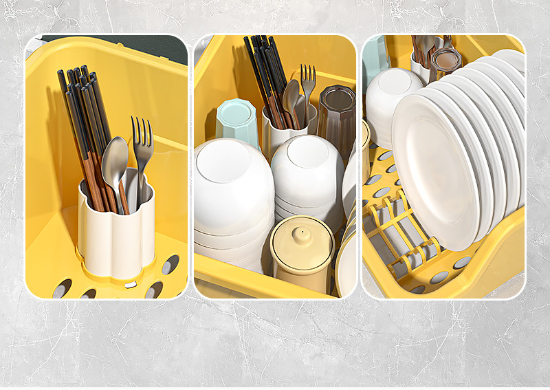 家易点 碗筷餐具收纳盒家用特大号带盖防尘碗碟沥水架厨房置地式沥水碗架