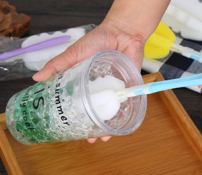 家易点 新款可折叠保温杯赠品杯刷奶瓶刷海绵清洗杯刷瓶刷 独立包装