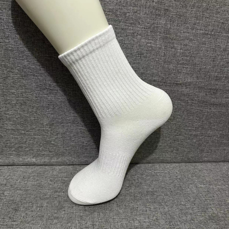 家易点 袜子秋季中筒男士纯棉运动篮球袜诸暨短袜白色透气网眼浅口船袜