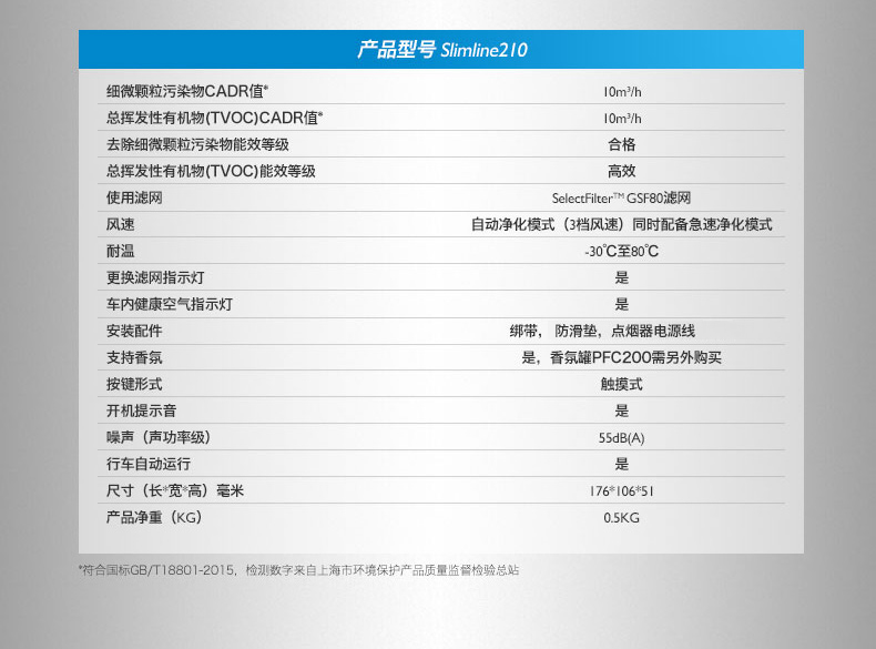 飞利浦车载空气净化器slimline210汽车氧吧 除PM2.5甲醛雾霾异味