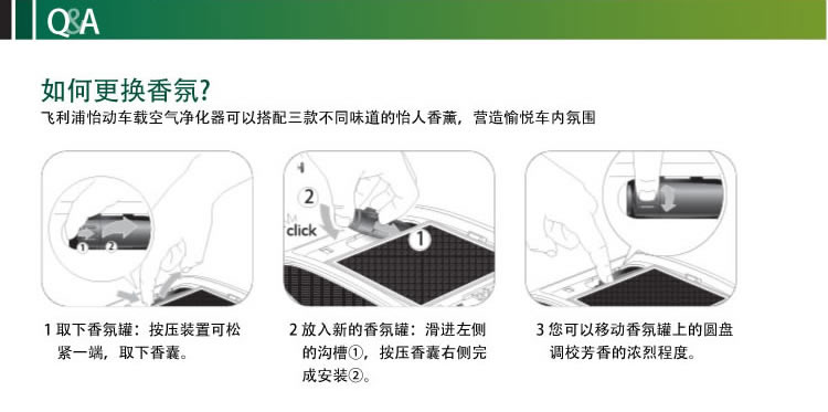 飞利浦 车载空气净化器专用香薰香氛罐 一盒3只装