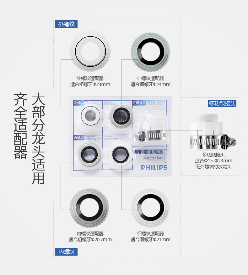 飞利浦净水器家用直饮净水龙头厨房自来水过滤器滤水器前置WP5801