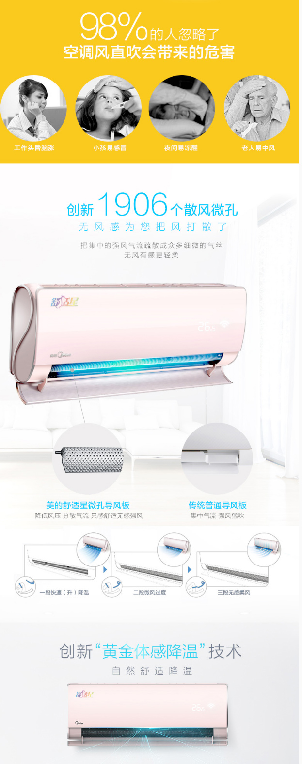 美的/MIDEA KFR-26GW/BP3DN1Y-TA201(B2)美的空调舒适星大1匹挂机