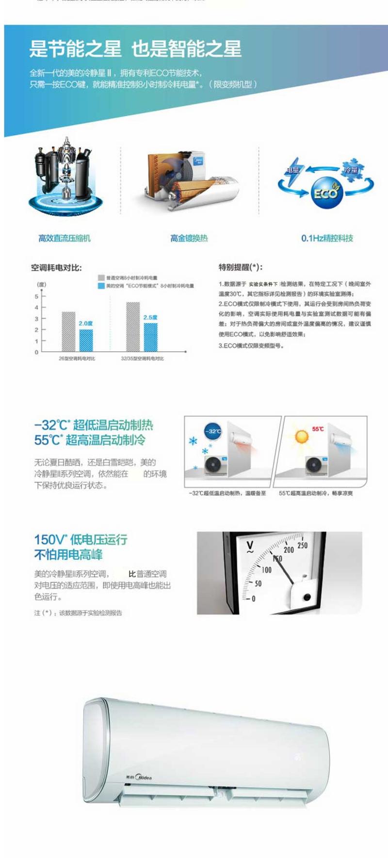 美的/MIDEA KFR-35GW/BP2DN1Y-PE400(B3)E 大1.5P冷暖静音变频空调