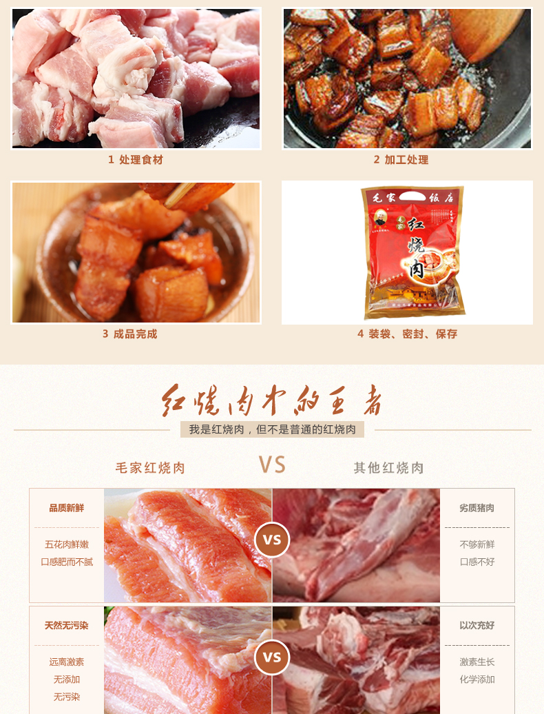 【湘潭农品】湖南韶山毛家食品 毛家红烧肉350g