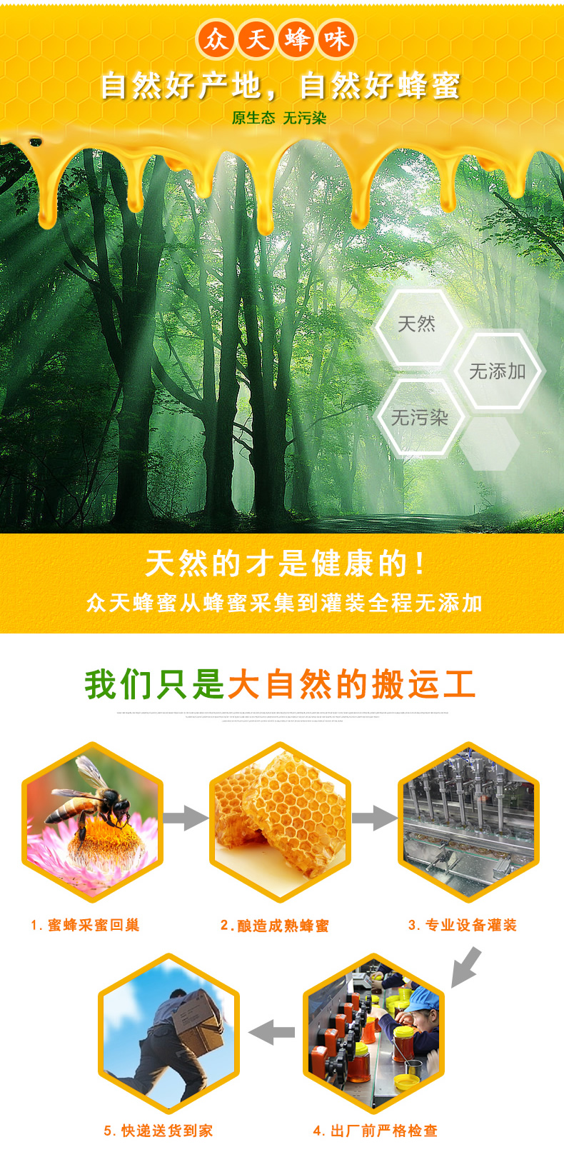 众天秦岭野生洋槐成熟蜂蜜1.1kg