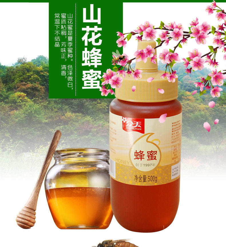 众天 秦岭野生百花蜂蜜500g