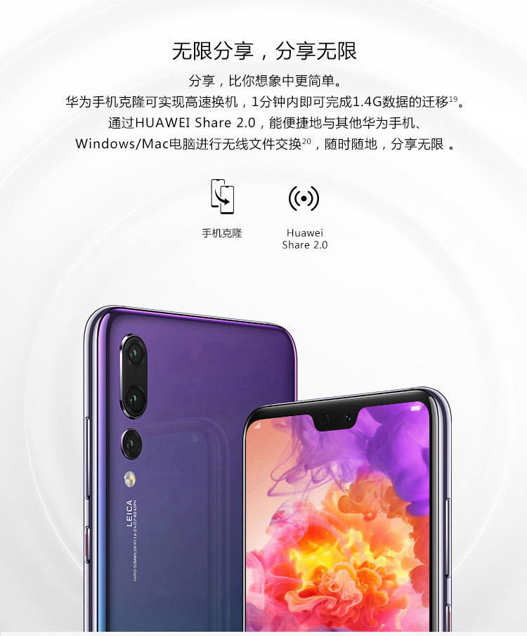 华为/HUAWEI P20Pro全面屏徕卡三摄游戏手机6GB+64GB