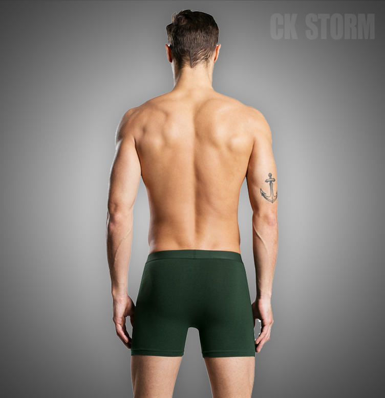 CK STORM 男士内裤 平角裤莱卡棉前开扣加长款内裤CK-ME01N0601