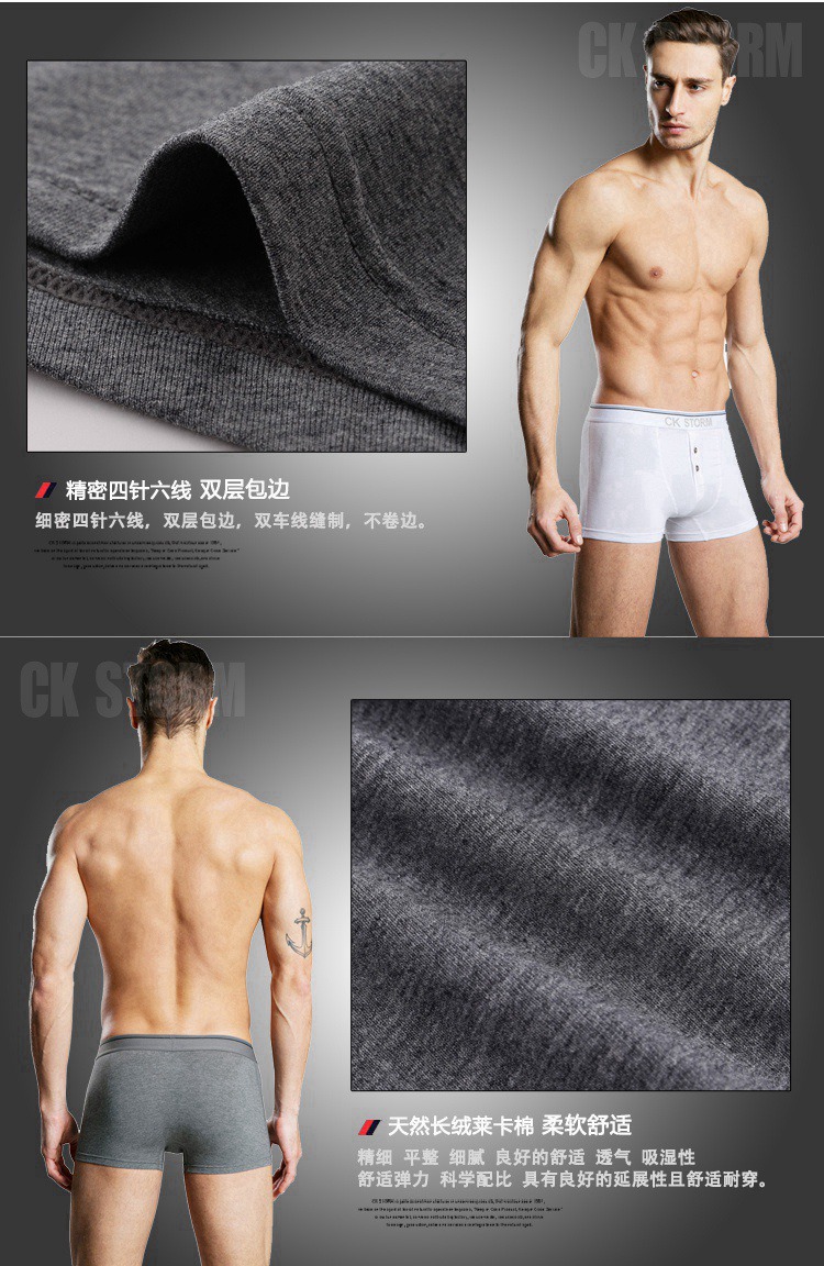 CK STORM 男士内裤 2条装莱卡棉运动系列 U凸大囊袋前开扣男内裤CK-ME02N0602