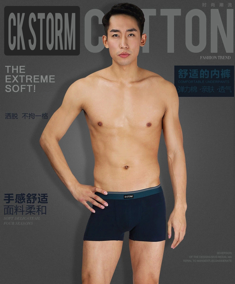 CK STORM 男士内裤 莱卡棉经典系列 U凸大囊袋中腰无痕平角裤 4条装CK-ME04N0603