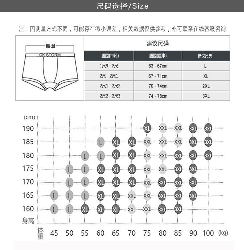 CK STORM 男士内裤男平角裤 2条装 时尚系列U凸囊袋印花莫代尔平角裤CK-ME02N0819