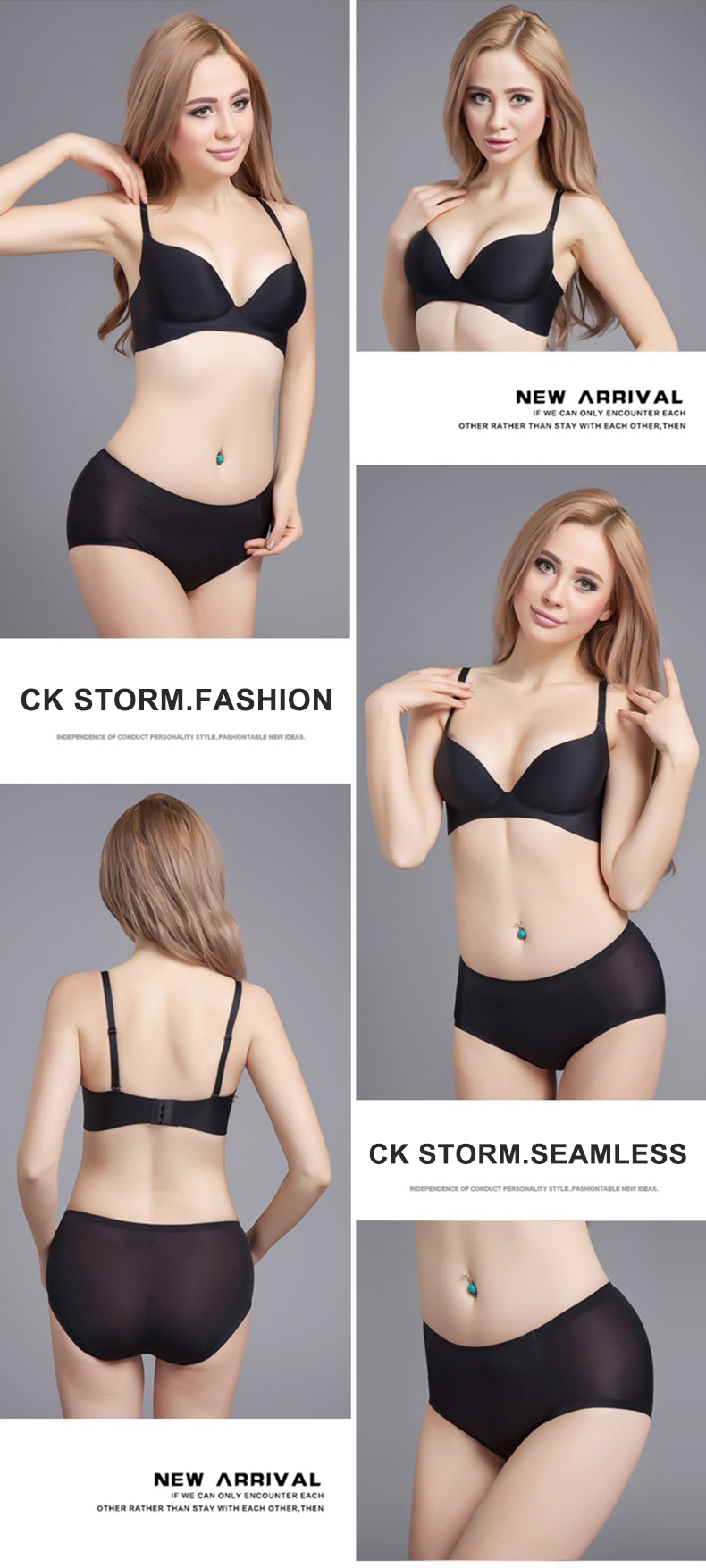 CK STORM 女士文胸CK08商场款文胸无钢圈舒适深V性感聚拢收副乳调整型文胸套装