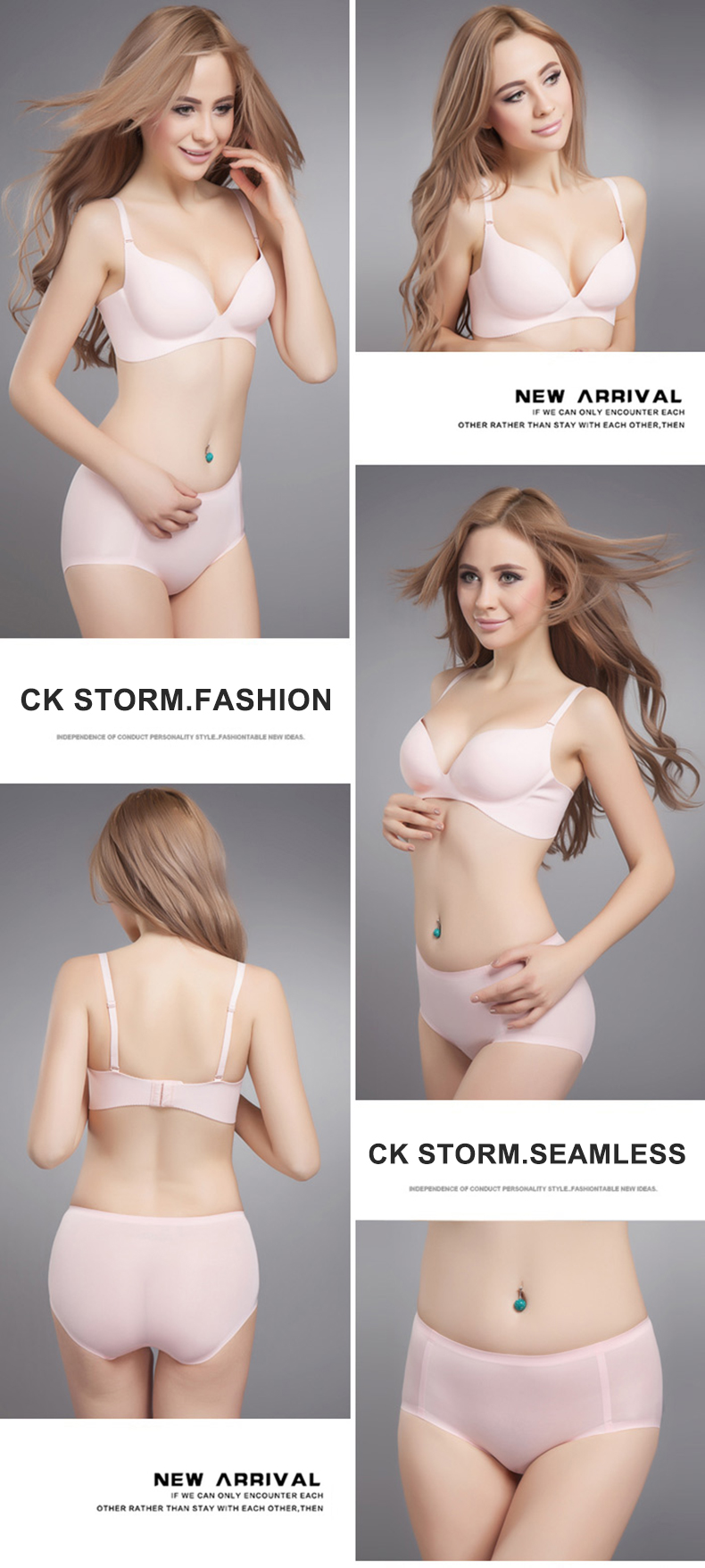 CK STORM 女士文胸CK08商场款文胸无钢圈舒适深V性感聚拢收副乳调整型文胸套装